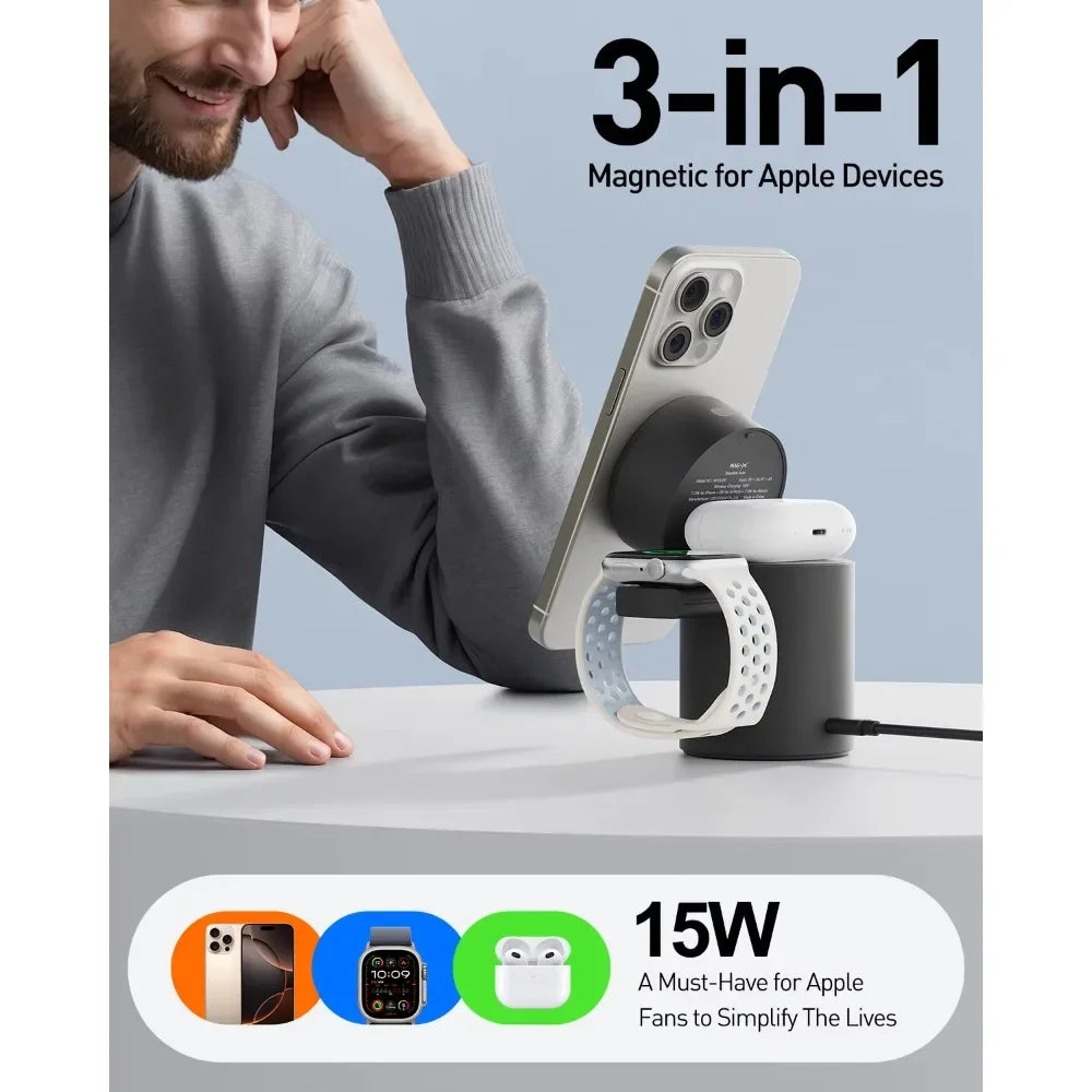 StandMe Auto 3-in-1 Multi-functional Versatile Magnetic Charging Stand Station with Infrared Sensing Auto Rotation