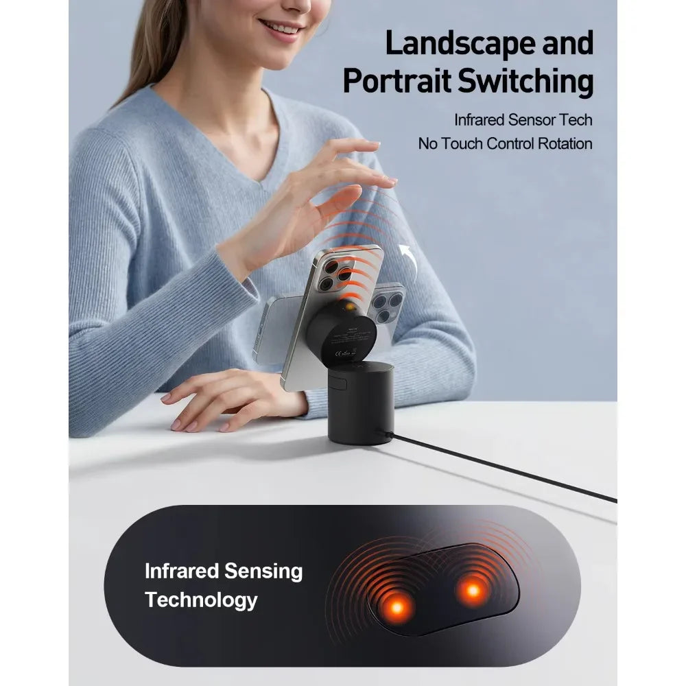 StandMe Auto 3-in-1 Multi-functional Versatile Magnetic Charging Stand Station with Infrared Sensing Auto Rotation