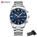 CURREN Casual Quartz Chrono Sport Watches Brands for Men Stainless Steel Bracelet Multifunction Dial 2023 Wristwatch with Date