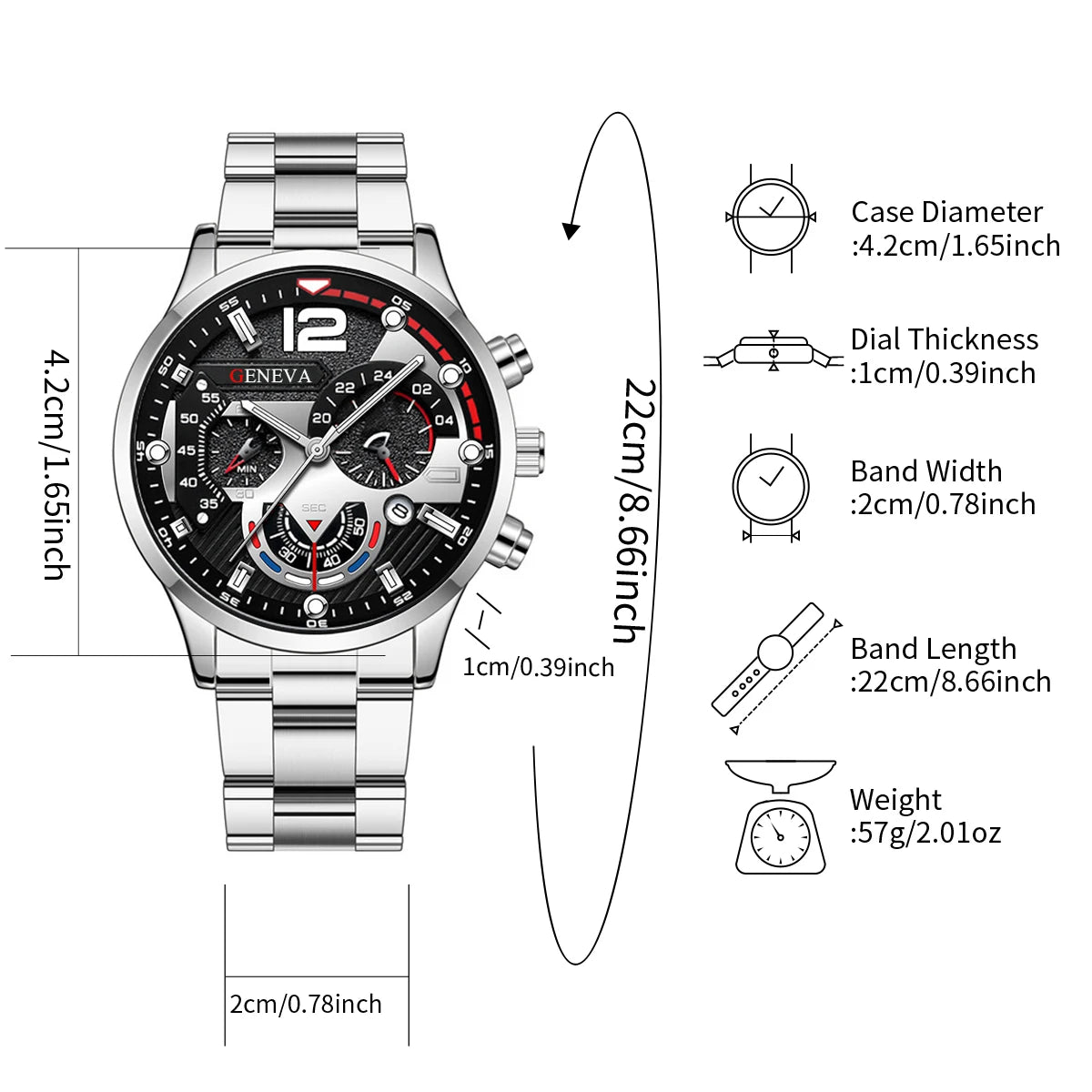 2PCS Men Business Watches Fashion Steel Band Male Analog Quartz Watch Bracelet Set Relogio Masculino Reloj Hombre（Without Box）