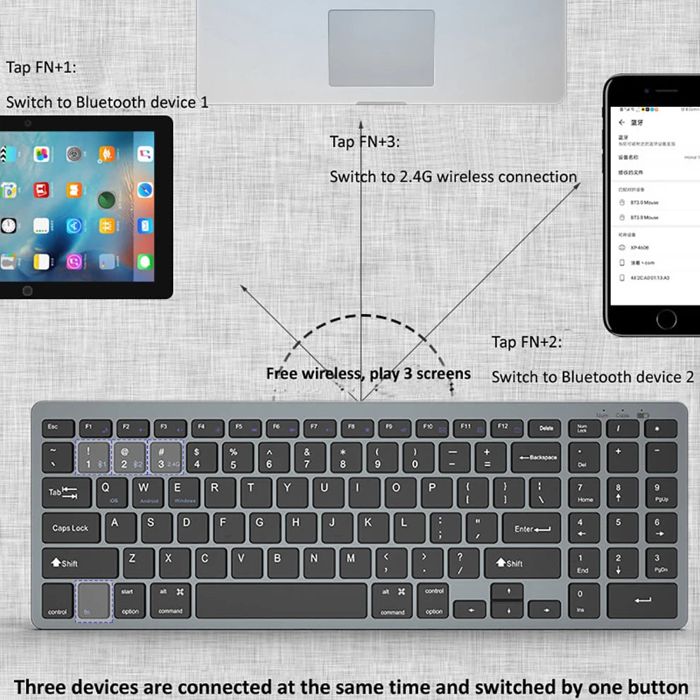 JOMAA Bluetooth Keyboard Mouse Combo Rechargeable 2.4G Wireless Keyboard Mouse Set for Windows PC Laptop Gamer Ergonomic Mice