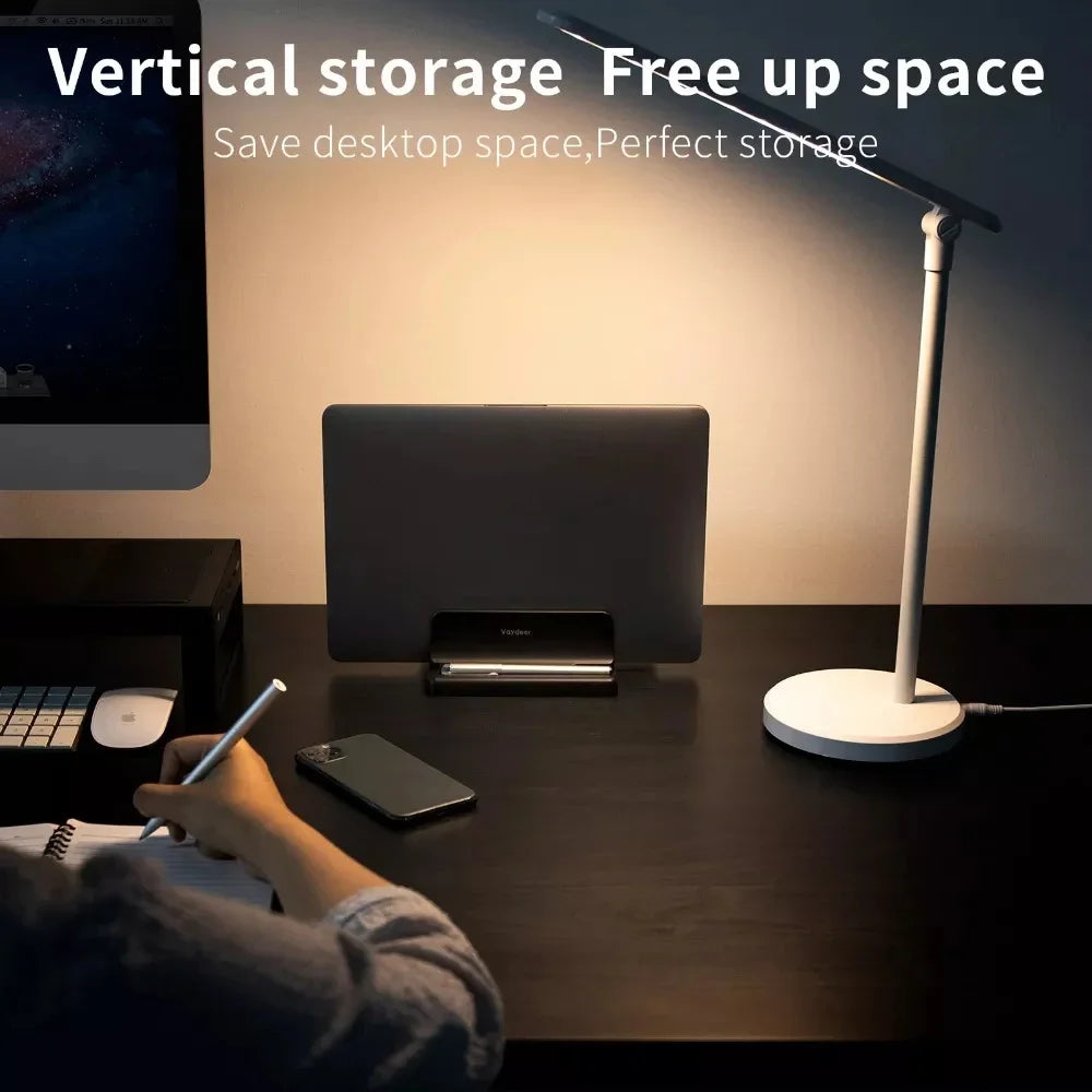 3 In 1 Adjustable Vertical Support Laptop Desktop Stand Universal Vertical Laptop Stand 2Slots Desk Laptop Holder Dock Space-Sav